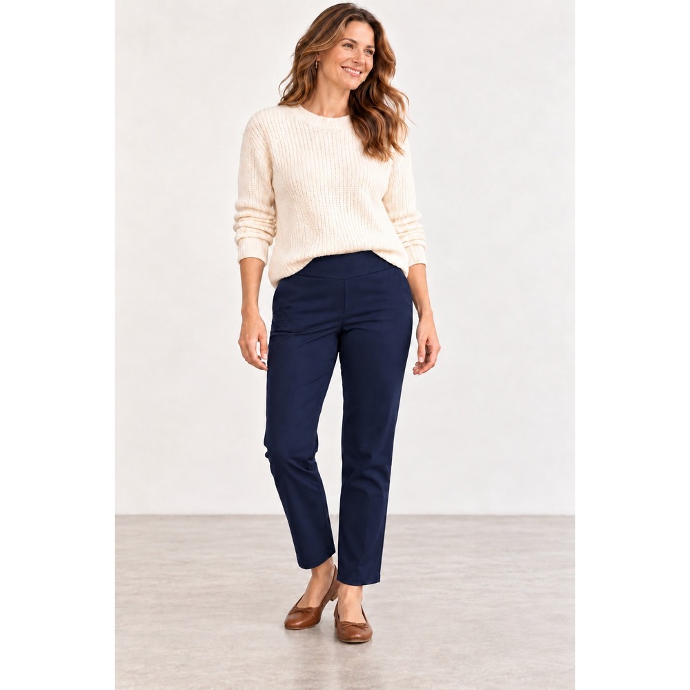 Croft & Barrow Effortless Stretch Pants Women's 14 Short Navy Blue Straight Leg